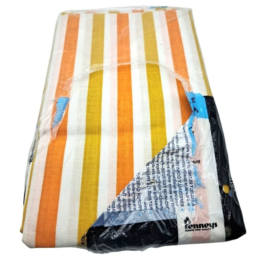 Penneys Fashion Manor Bedding Set Twin Marigold Yellow Striped Vintage 3pc New